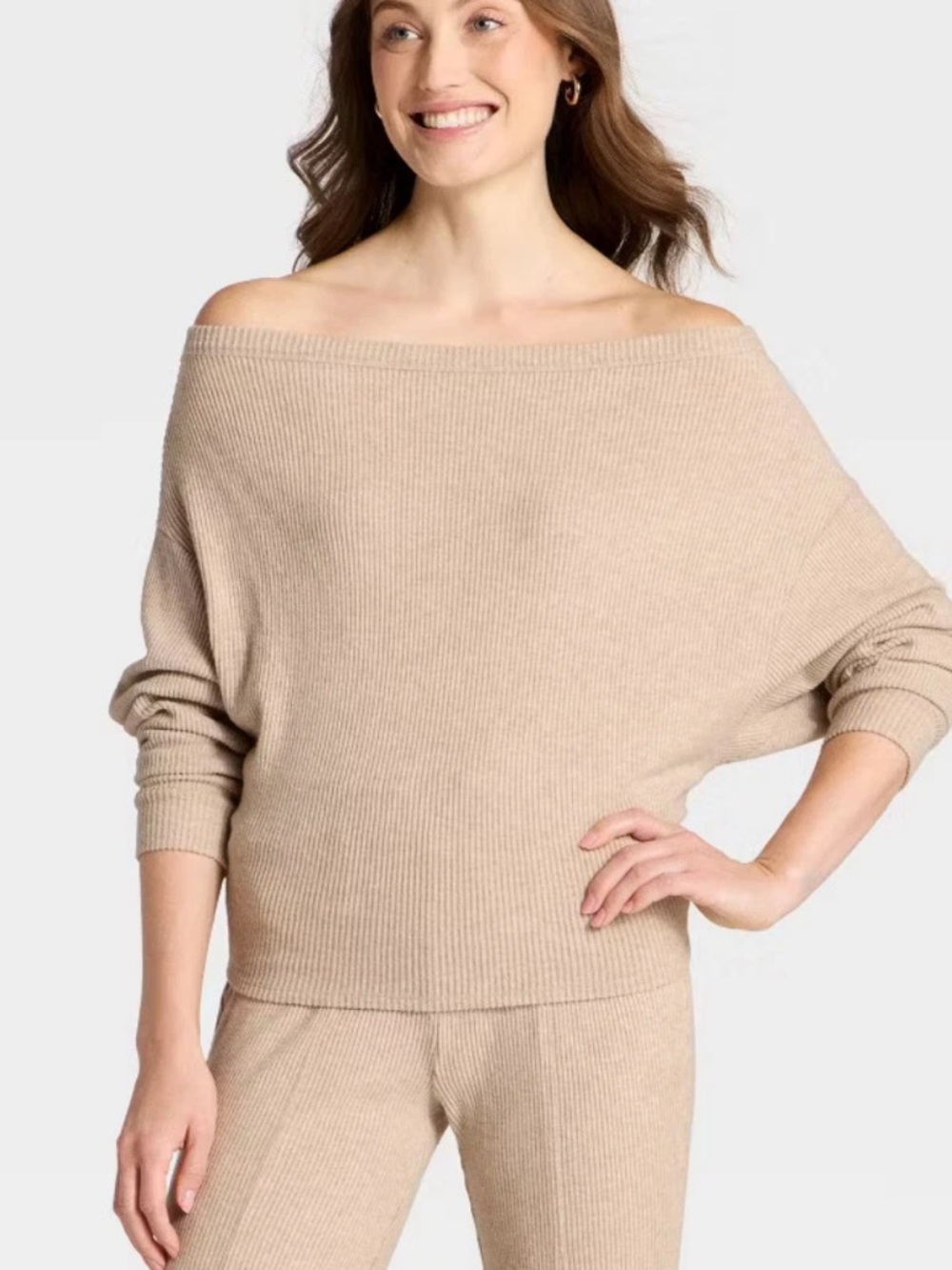 Universal Thread Women's Off the Shoulder‎ Top Oatmeal M